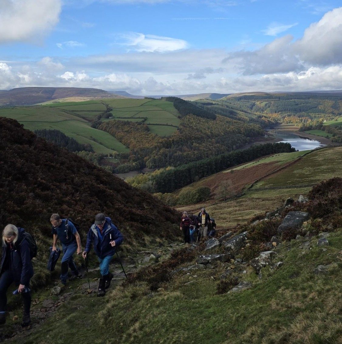 Hiking up above Ladybower Reservoir